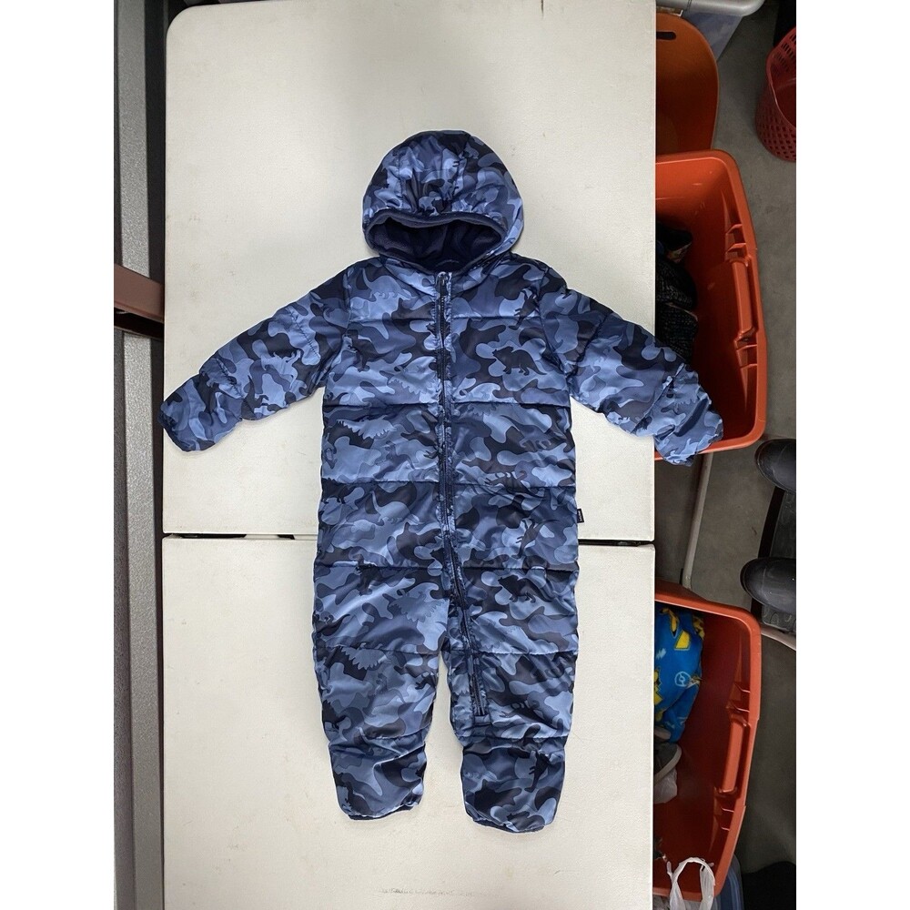 Baby Gap ColdControl Max Snowsuit 18-24 Months Blue Camo Dinosaur Puffer Bunting